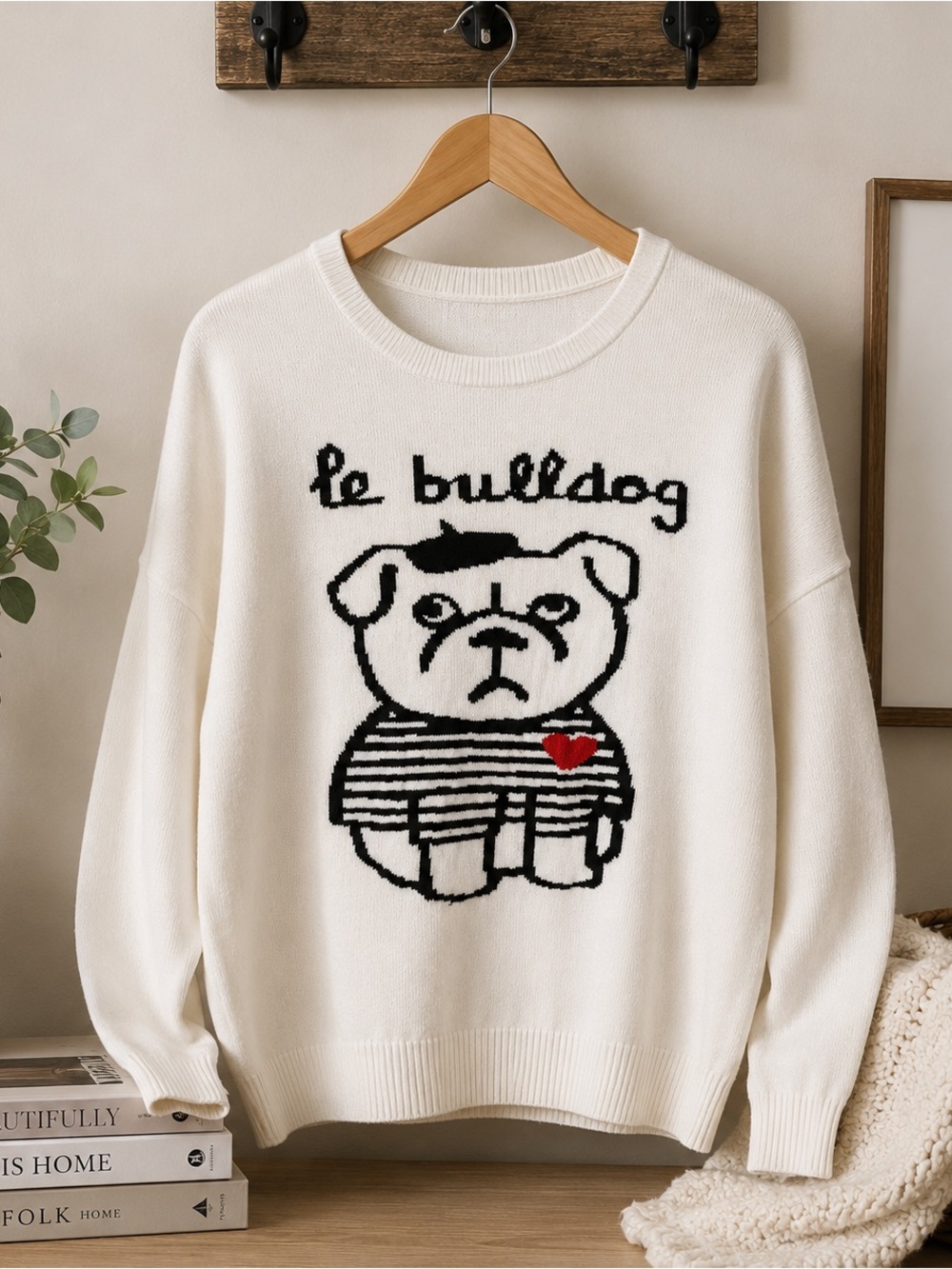 French Connection White and Black Label Knit Top